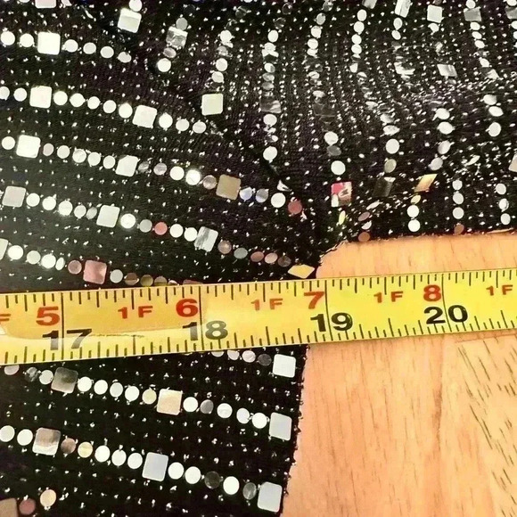 JH Evenings Black Stretch Silver Glitter Long Sleeve Dress Size 12 - Sparkles - Picture 6 of 7